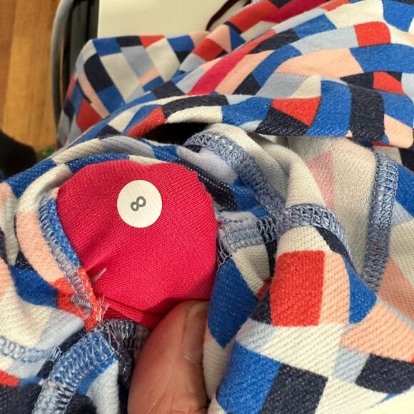Lululemon Wunder Under Multi Blue Red White Geometric Capoeira Leggings 8 - Picture 8 of 13